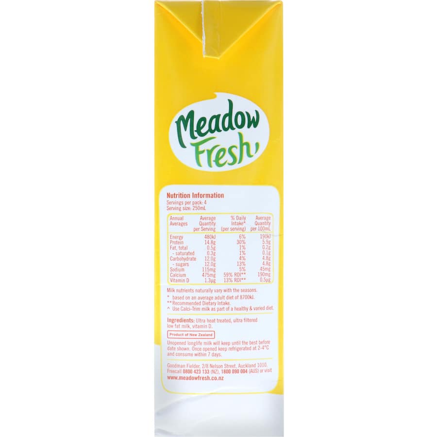 Meadow Fresh Calci Trim Milk  Uht carton 1L