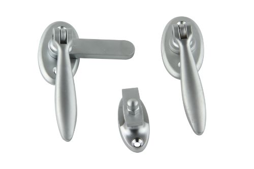 Zinc French Door Fastener - Satin Chrome Plated