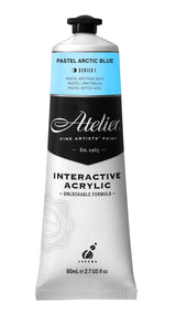 ATELIER 80ml PASTEL ARCTIC BLUE acrylic paint, featuring vibrant pigmentation and a serene pastel hue for versatile artistry.