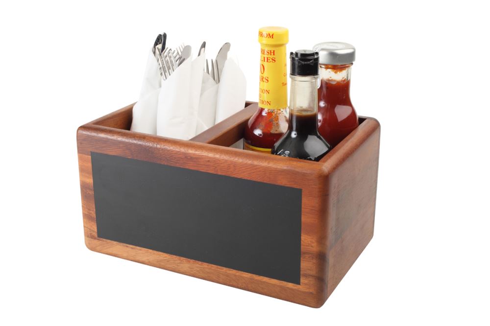 Table Tidy / Table Caddy With Chalkboard “Food Glorious Food”