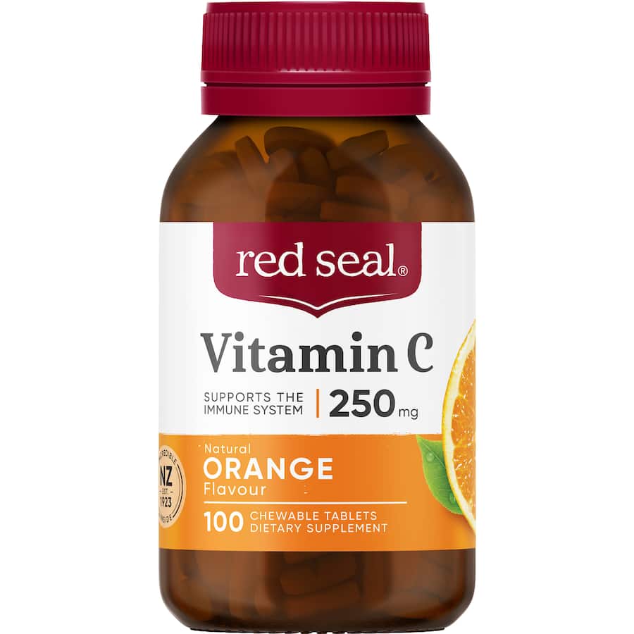 Red Seal Vitamin C Orange Chewable 250mg Tablets 100pack