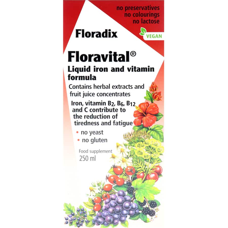 Floradix Floravital Iron & Vitamin Formula Vegan & Gluten Free Tonic 250mL