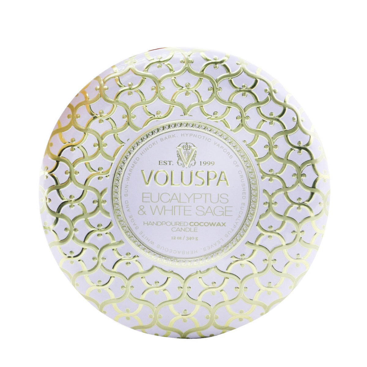 Voluspa - 3 Wick Decorative Tin Candle - Eucalyptus & White Sage  - 340g/12oz