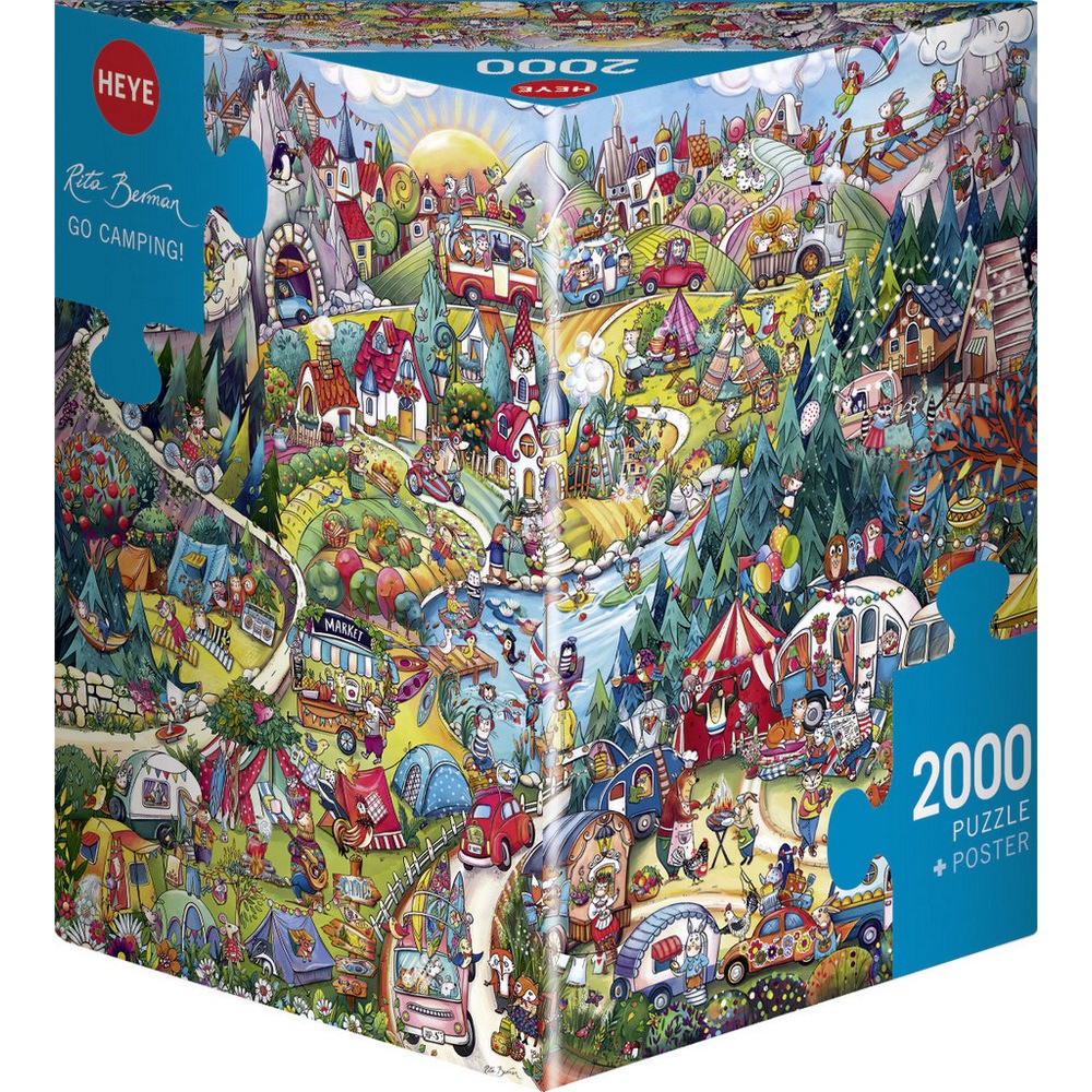 Heye - Triangular Box - Berman; Go Camping 2000 Piece - Jigsaw Puzzle