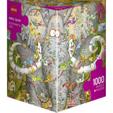 Puzzle - Heye - Triangular Box - Degano; Elephant's Life 1000Pc