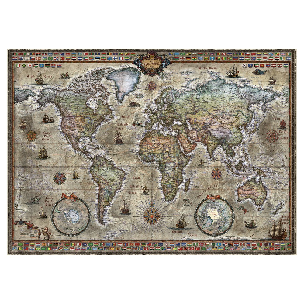 Heye - Map Art; Retro World 1000 Piece - Jigsaw Puzzle