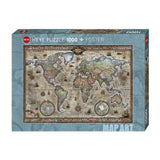 Heye - Map Art; Retro World 1000 Piece - Jigsaw Puzzle