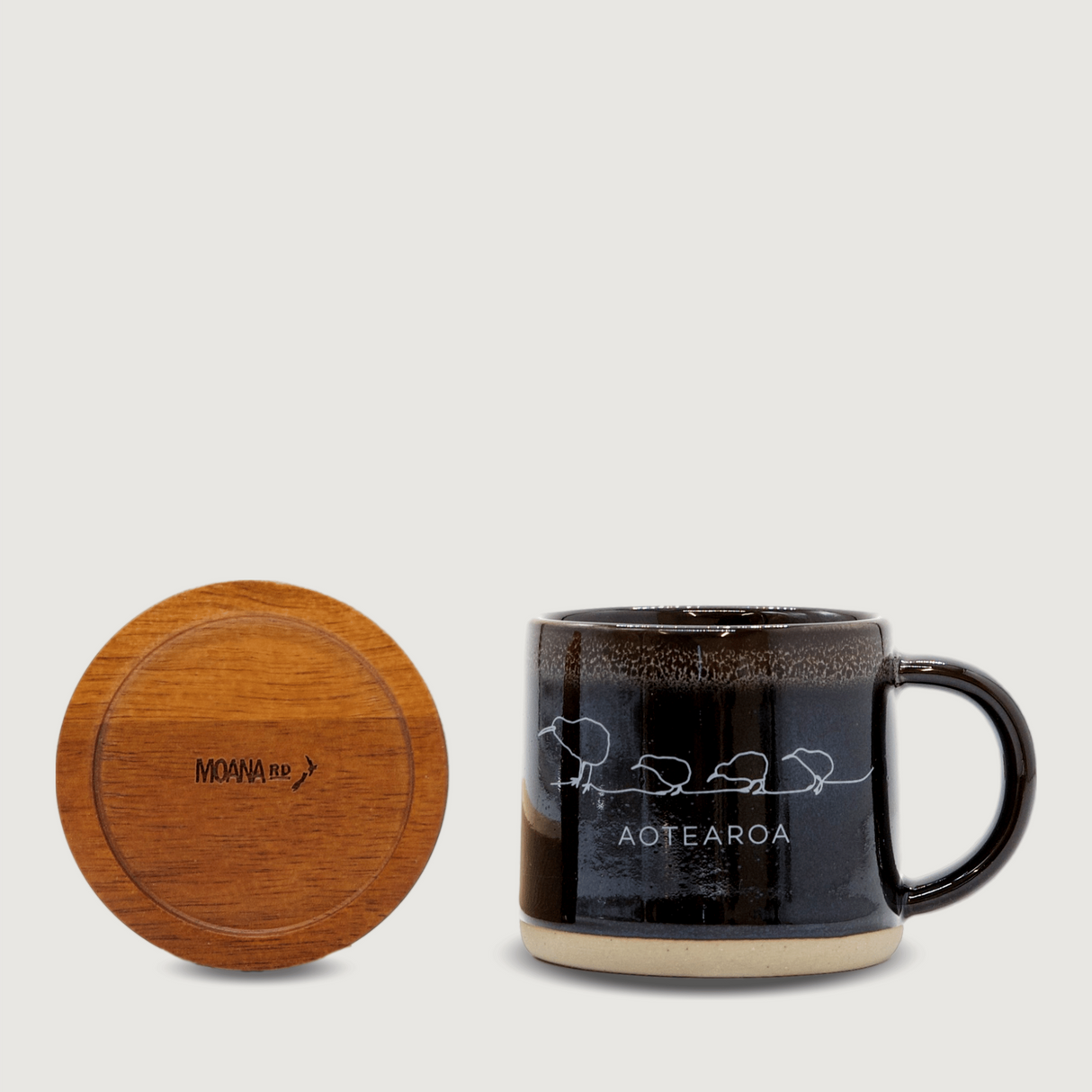 Moana Road - Kiwi Ceramic Espresso Mug - Black - 2 units