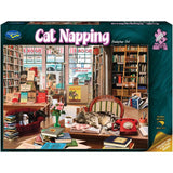 Puzzle - Holdson - Cat Napping Bookshop Cat 1000P