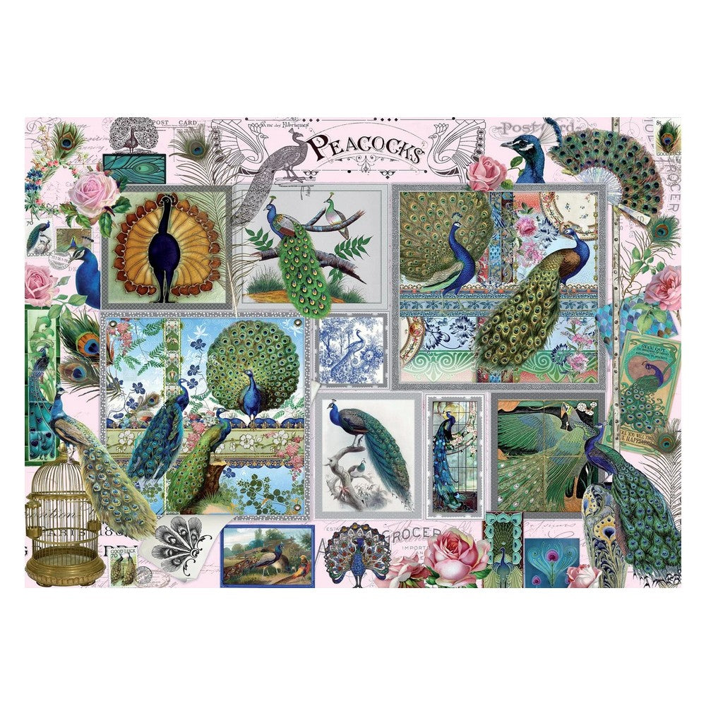 Puzzle - Holdson - Stamp & Collage Peacocks 1000