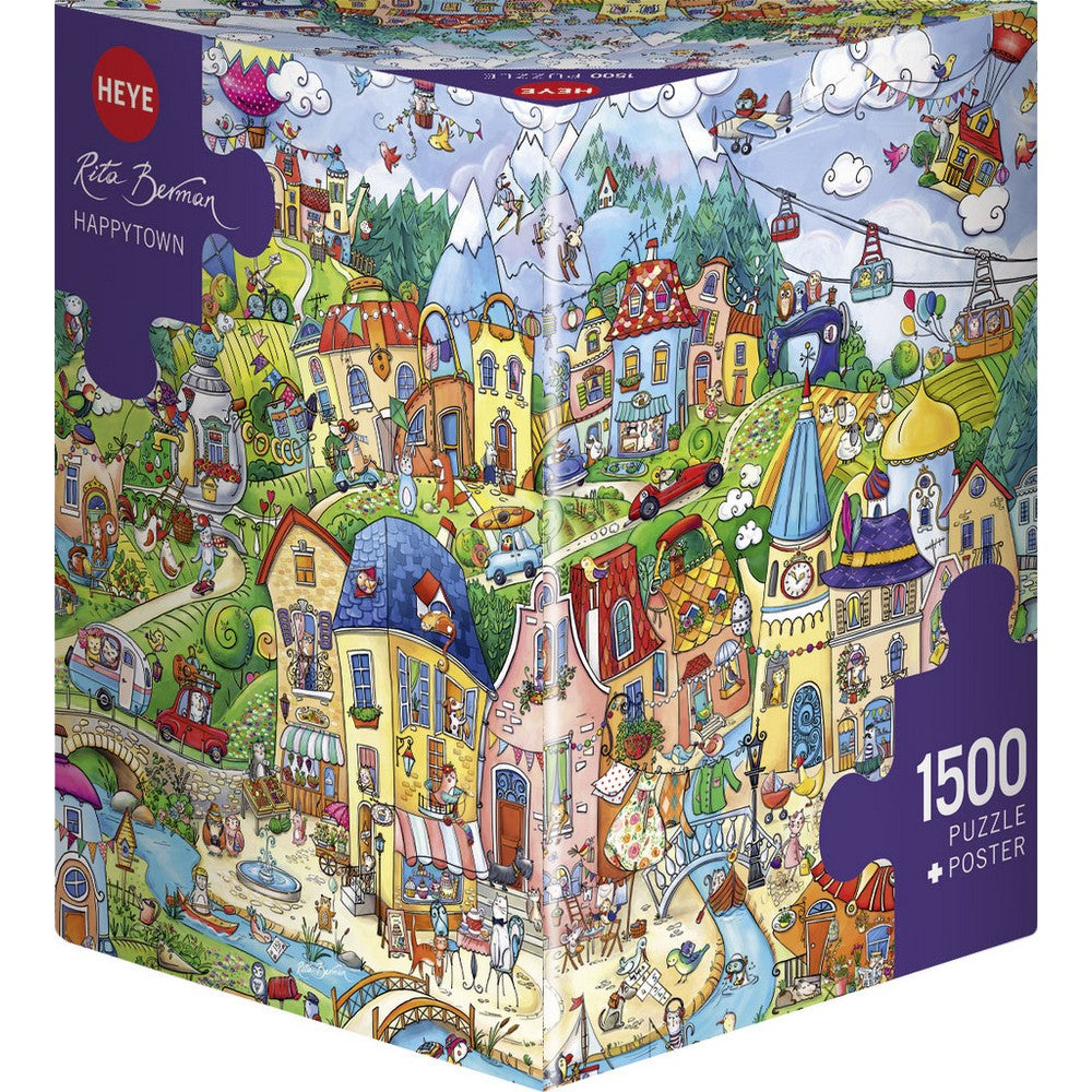 Puzzle - Heye - Triangular Box - Triangular Box - Berman; Happytown 1500pc