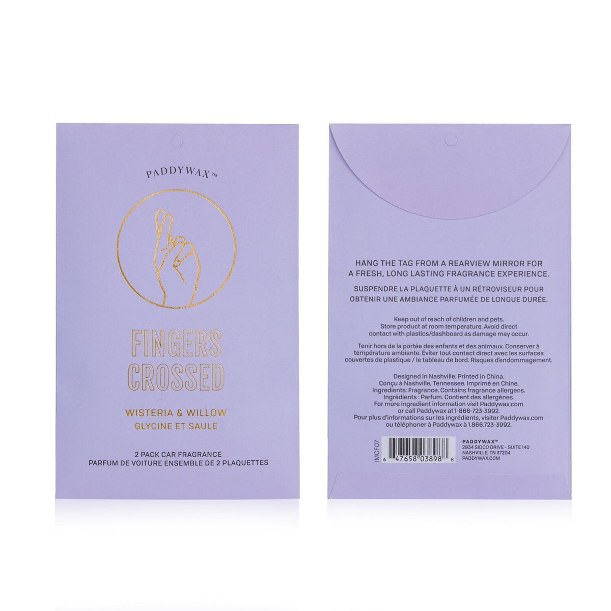 Paddywax - Impressions Car Fragrance - Fingers Crossed  - 2packs