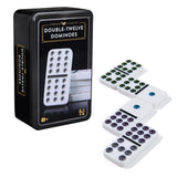 Classic Double 12 Coloured Dominoes with Mexican Train in Tin New Version