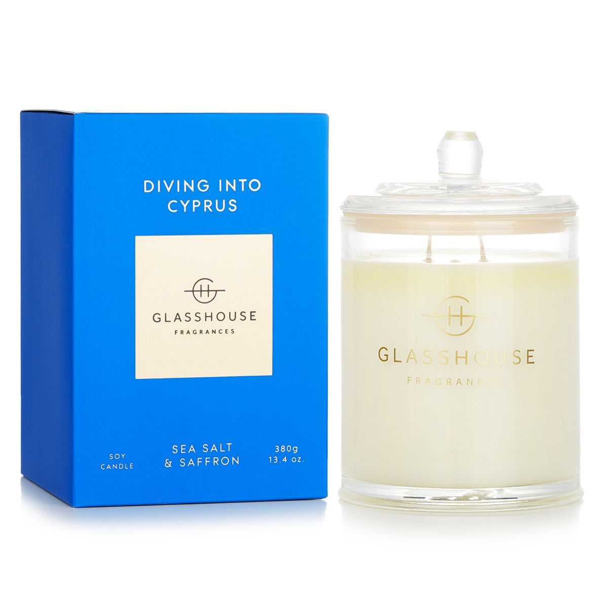Glasshouse Triple Scented Soy Candle - Diving Into Cyprus (Sea Salt & Saffro