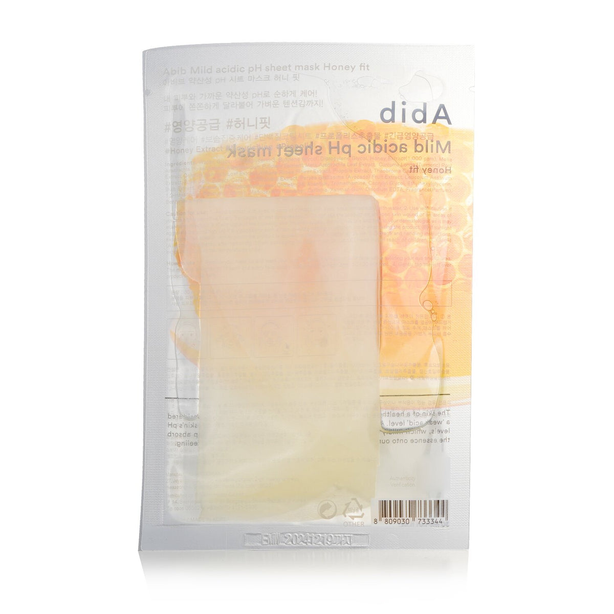 Abib - Mild Acidic PH Sheet Mask - Honey Fit  - 30mlx10pcs