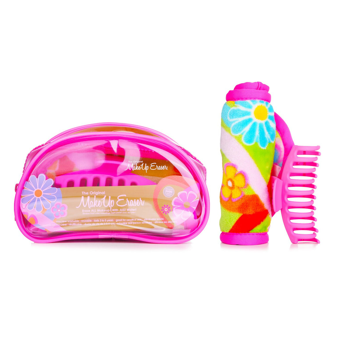 MakeUp Eraser - Flowerbomb Set (1x MakeUp Eraser Cloth + 1x Hair Claw Clip + 1x