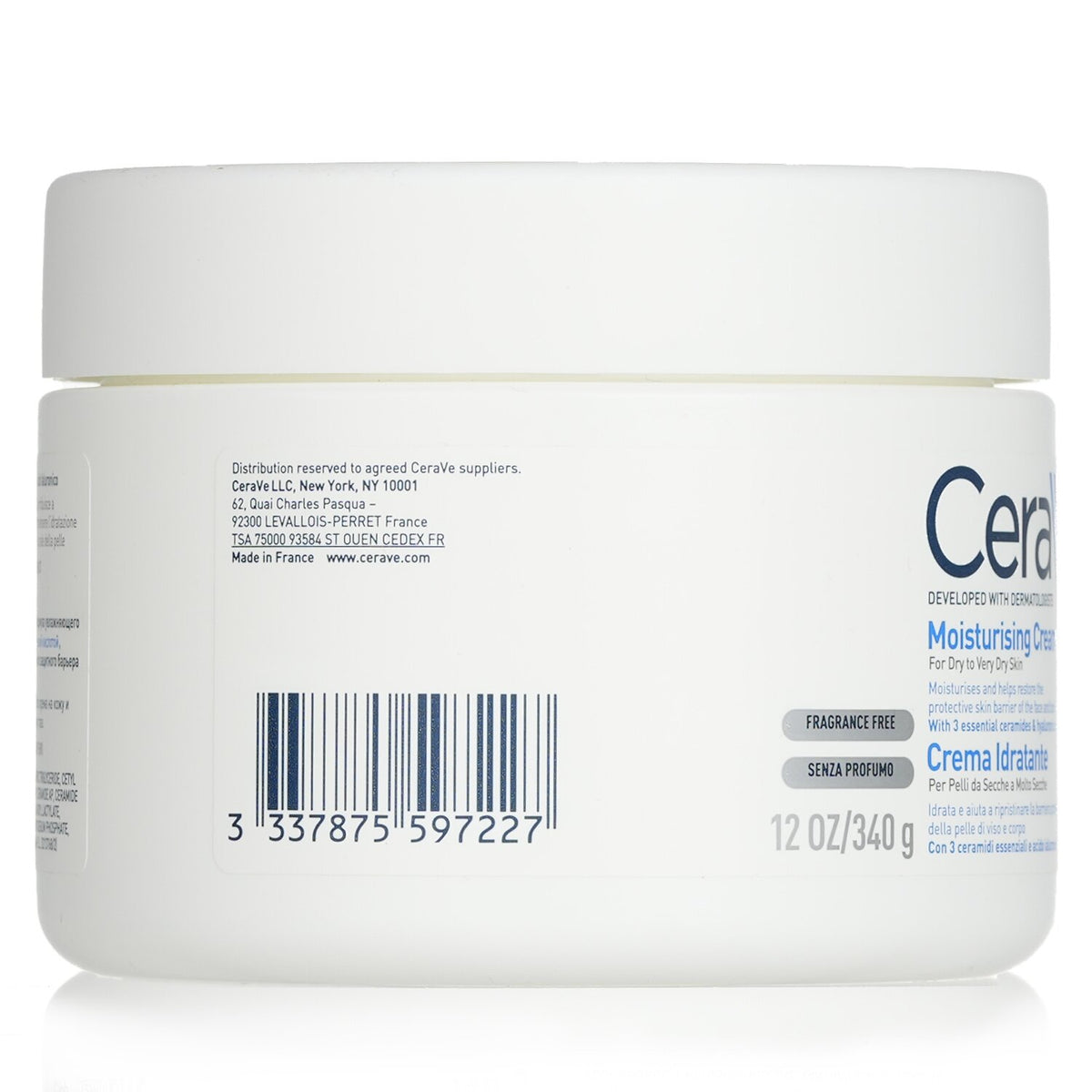 CeraVe - Moisturising Cream For Dry to Very Dry Skin  - 340g/12oz