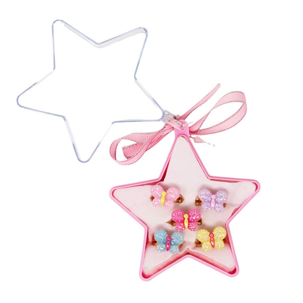 Pink Poppy Sparkle Butterfly Rings - Toy Vehicle