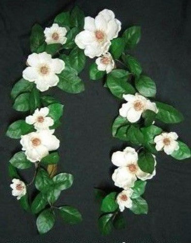 Magnolia Garland with White Flowers - 140cm