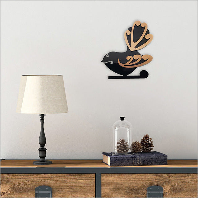 Wall Art - 2 Tone Moko Birds Fantail Small (316mm)- Kiwiana