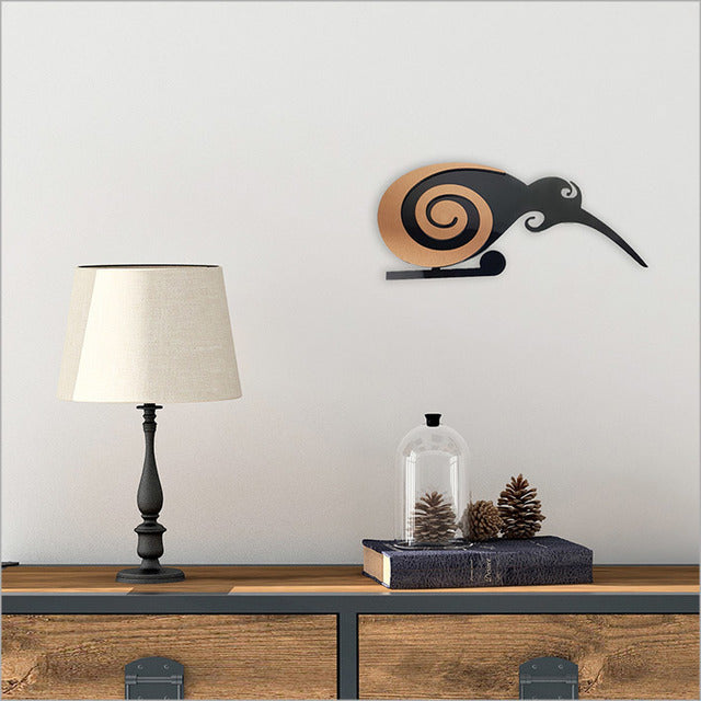 Wall Art - 2 Tone Moko Birds Kiwi Small (390mm)- Kiwiana