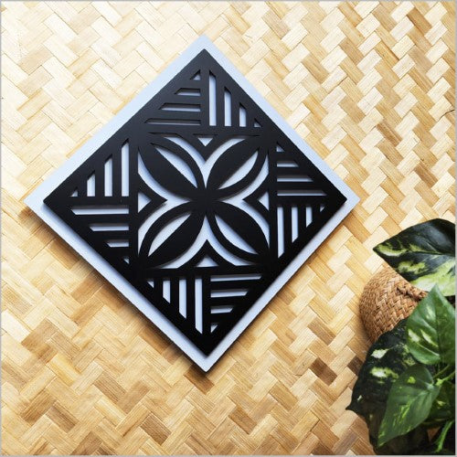 2 Tone Square Tapa 1 Black Acrylic +White ACM Art Squares