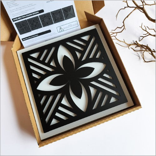 2 Tone Square Tapa 3 Black Acrylic + White ACM Art Squares