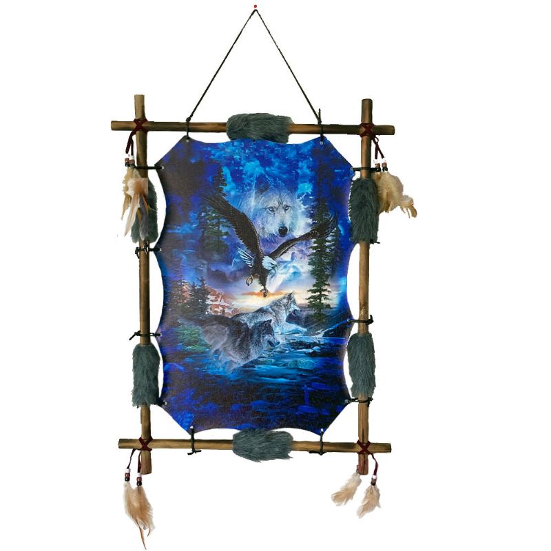 Dreamcatcher Eagle with Wolves Rectangle