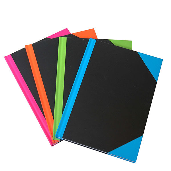 Vibrant A5 Cumberland notebook with 192 feint ruled pages and assorted colorful covers for stylish note-taking.