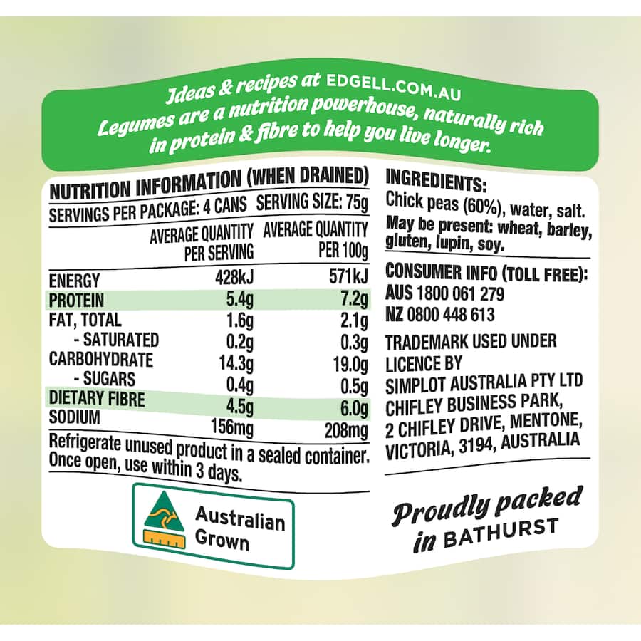 Edgell Chick Peas  4 pack 500g