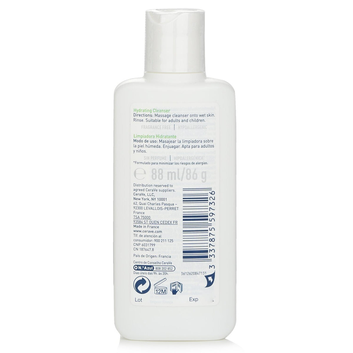 CeraVe - Cerave Hydrating Cleanser Cream For Normal to Dry Skin  - 88ml/3oz