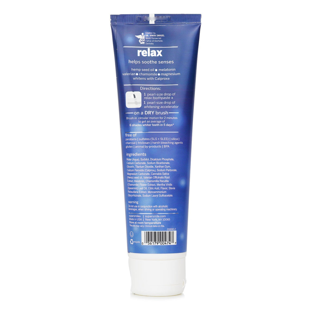 Supersmile - Relax Whitening Toothpaste With Hemp Seed Oil  - 4.2oz/119g