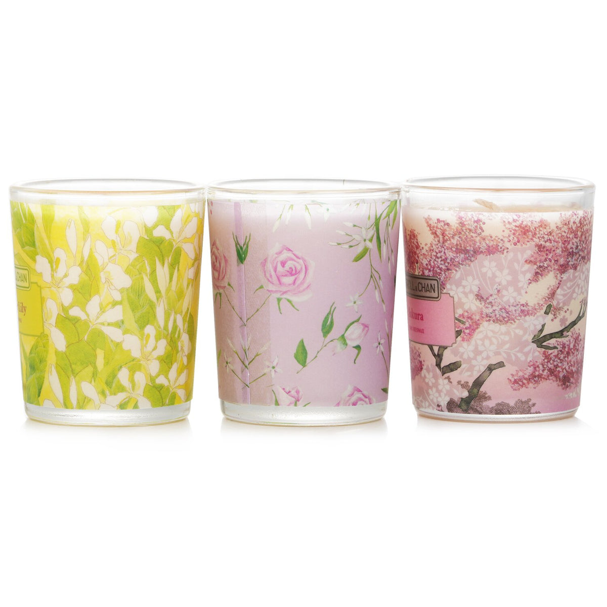 Carroll & Chan - 3 Votive Set: Sakura, Jasmine, Rose & Cranberry, Ginger Lily  -