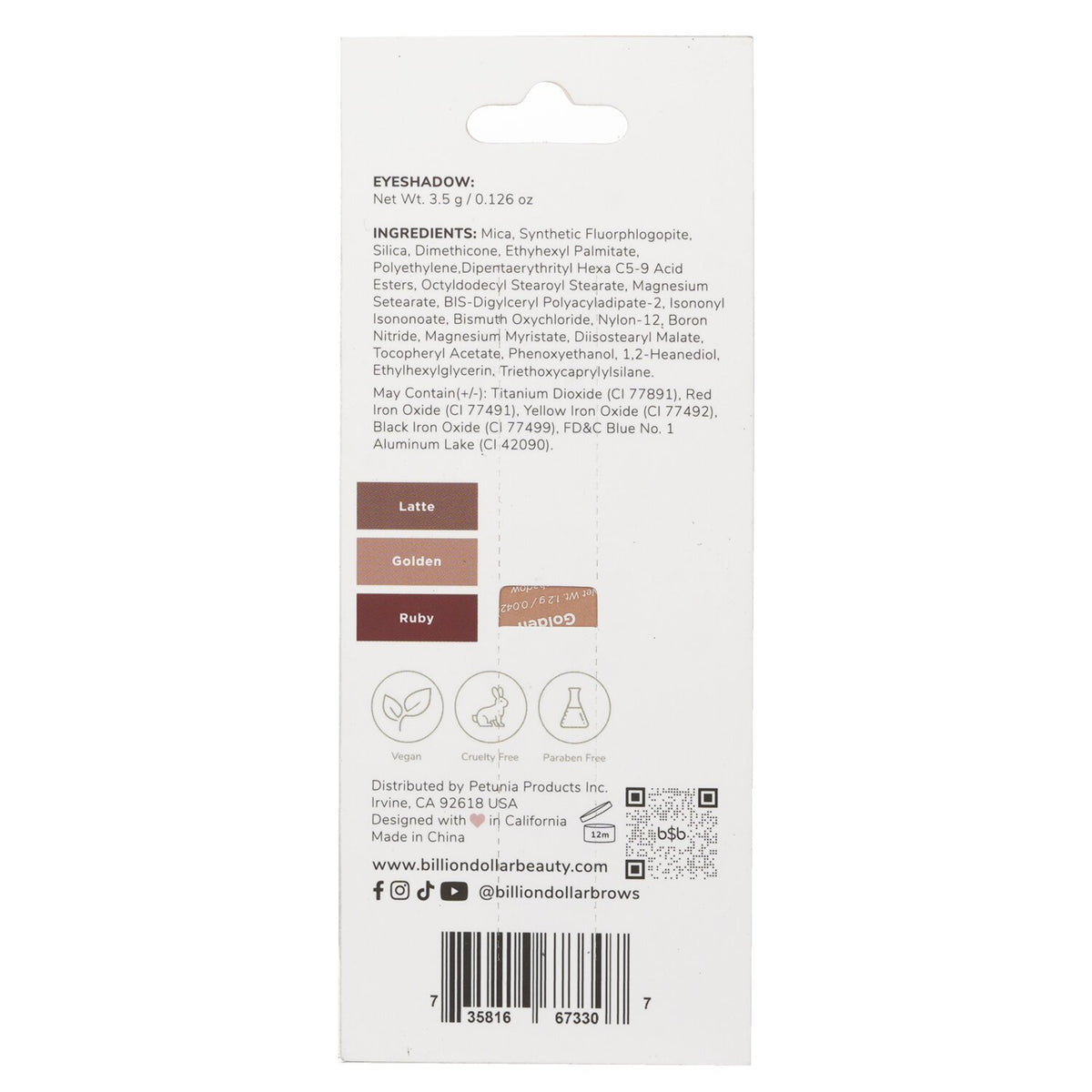 Billion Dollar Brows - Eyeshadow Collection Trio - #Warm  - 3.5g/0.126oz