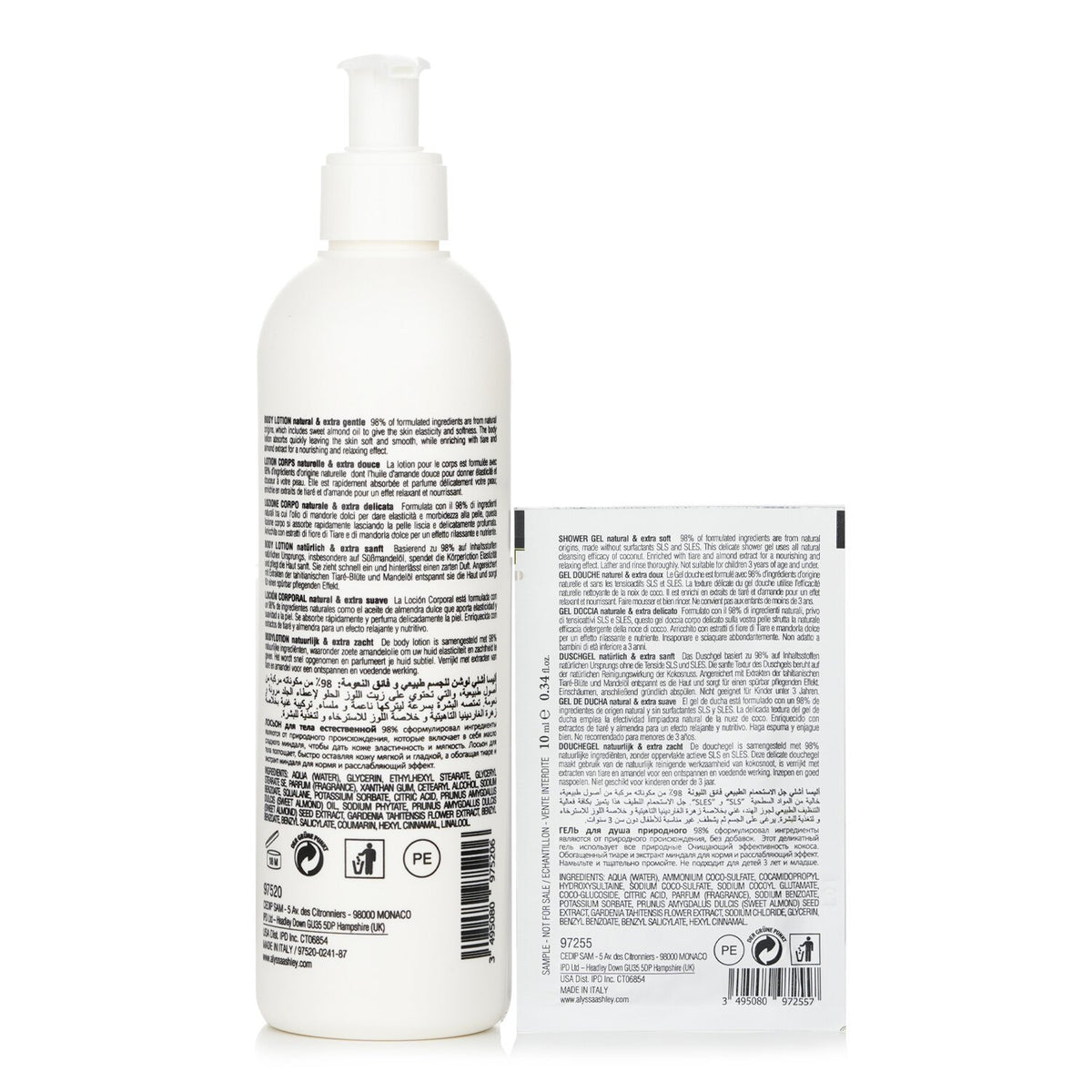 Alyssa Ashley - Biolab Tiare & Almond Body Lotion + Shower Gel + Massager  - 3pc
