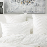 Wave 100% Cotton Chenille Vintage Quilt / Duvet cover Set Queen White