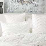 Wave 100% Cotton Chenille Vintage Quilt / Duvet cover Set Double White