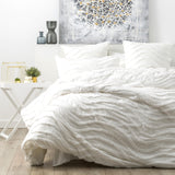 Wave 100% Cotton Chenille Vintage Quilt / Duvet cover Set Queen White