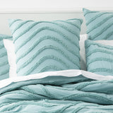 Wave 100% Cotton Chenille Vintage Quilt / Duvet cover Set Super King Aqua