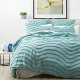 Wave 100% Cotton Chenille Vintage Quilt / Duvet cover Set Double Aqua