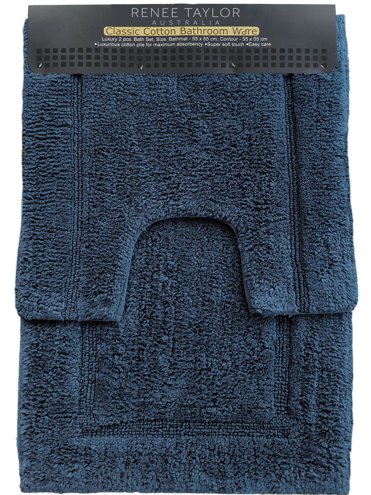 Renee Taylor 2 Piece 2200 GSM Tufted Bath Mat set Blue Mirage