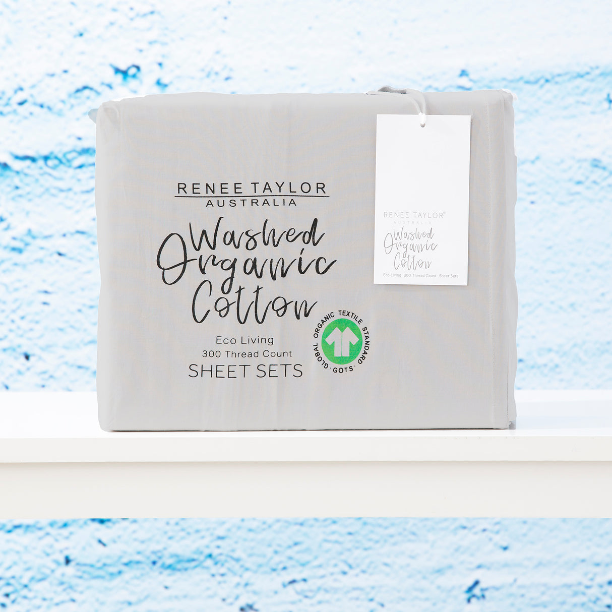 Renee Taylor 300 TC 100 % Organic Cotton Sheet Set King Single Vapour