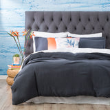 Solana Washed Cotton Textured Quilt / Duvet Cover Set King Blue