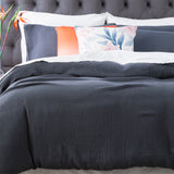 Solana Washed Cotton Textured Quilt / Duvet Cover Set King Blue