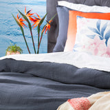 Solana Washed Cotton Textured Quilt / Duvet Cover Set King Blue