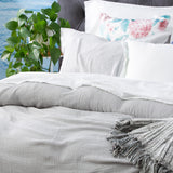 Solana Washed Cotton Textured Quilt / Duvet Cover Set King Silver