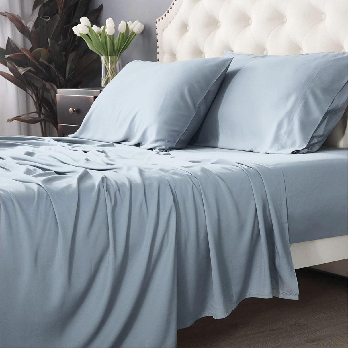 Park Avenue 500 TC Bamboo Cotton sheet set Long Single Mid Blue