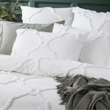 Moroccan Cotton  Vintage  Tufted  European P/Case White