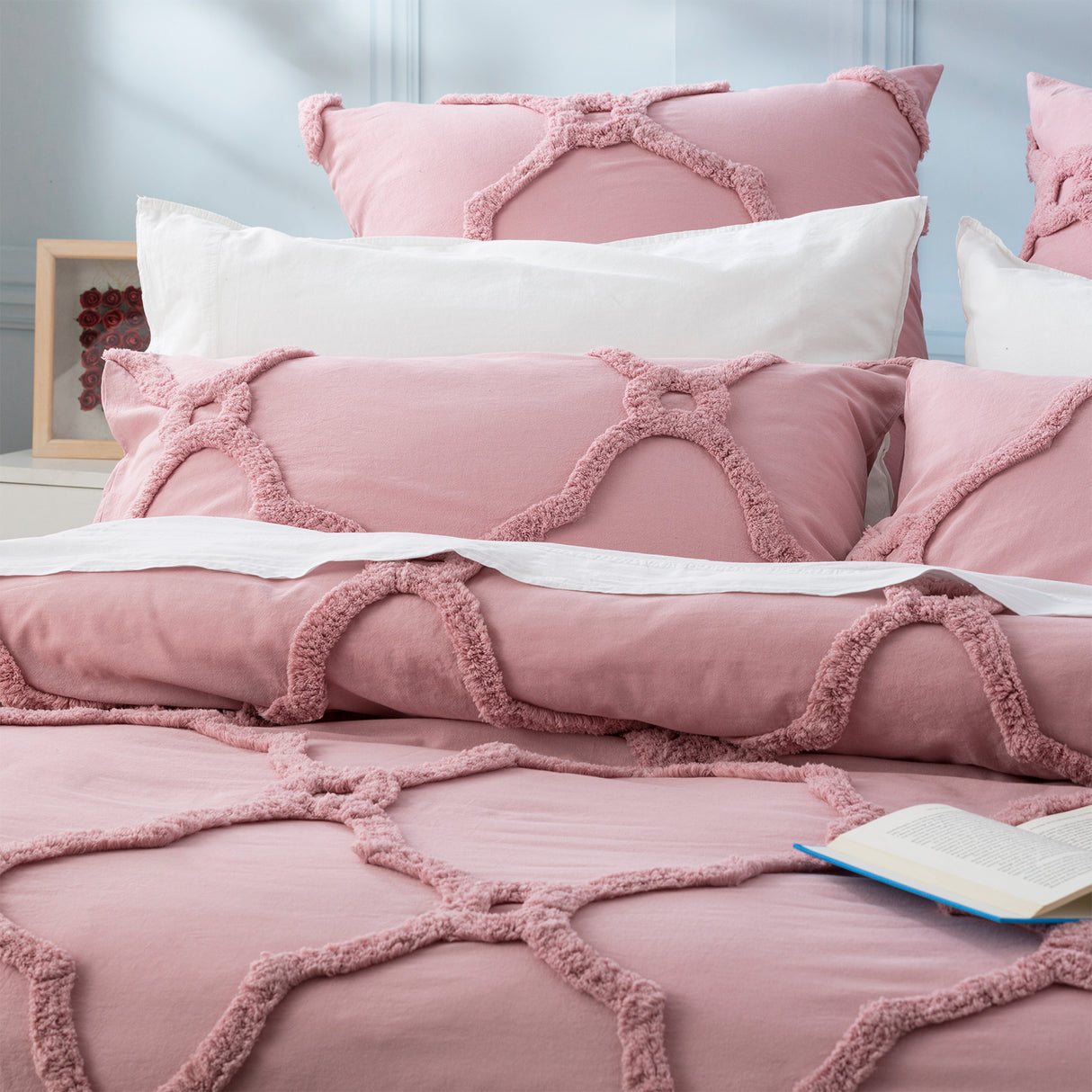 Moroccan Cotton  Vintage  Tufted  European P/Case Blush