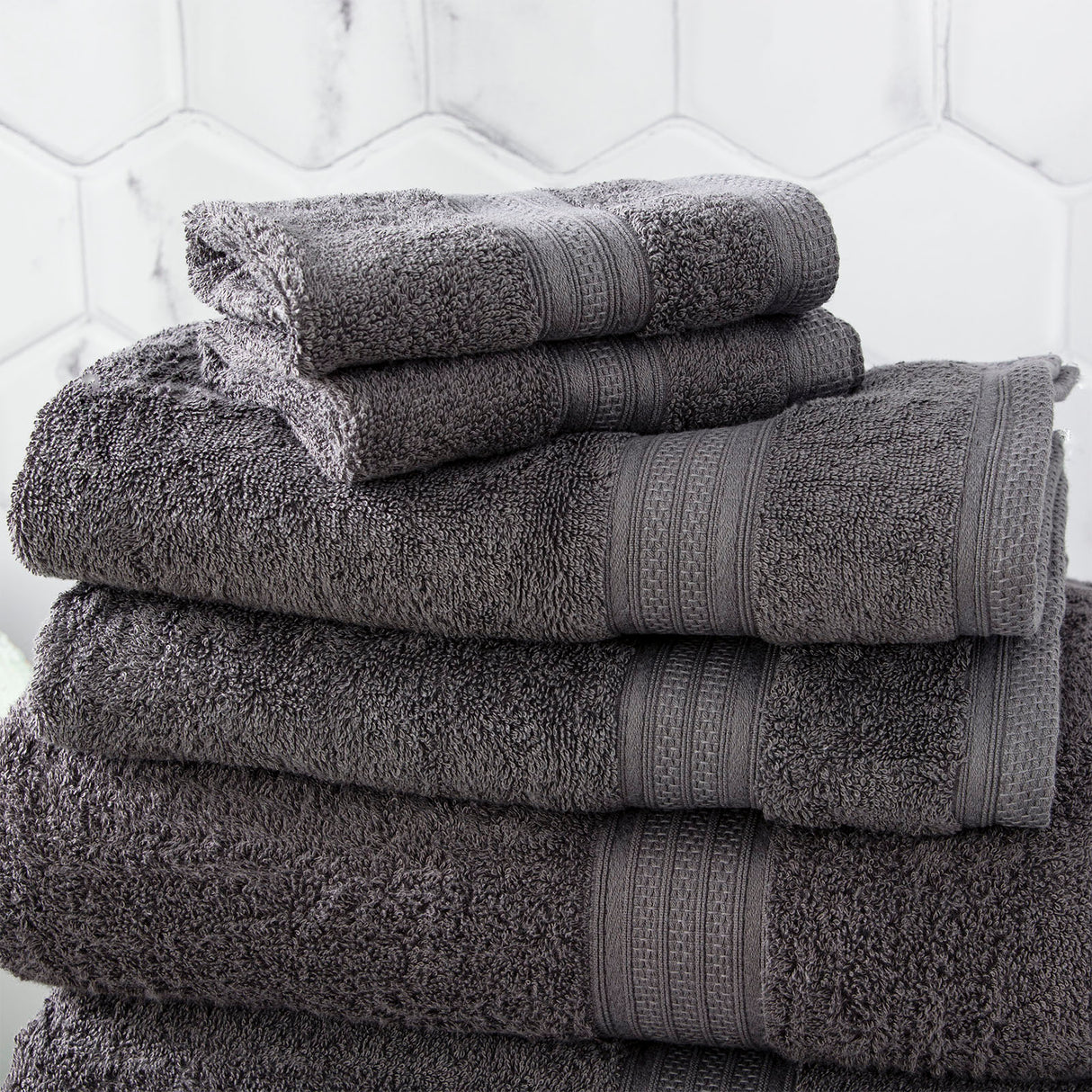 Renee Taylor Stella 650 GSM Super Soft Bamboo Cotton 4 Piece Bath Towel Charcoal